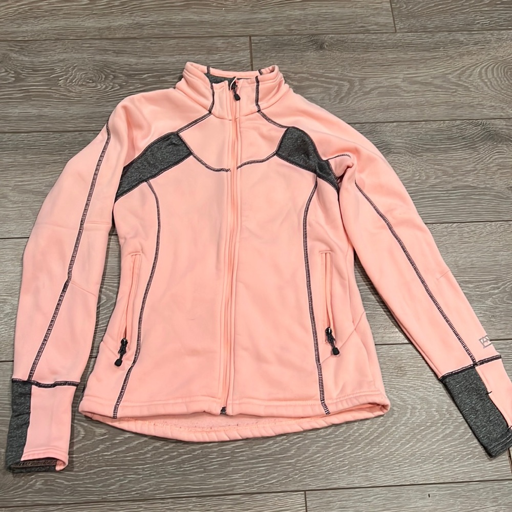 Avalanche Performance Sponge Fleece Full Zip, Light Pink/Grey, Size Small.